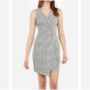 Express Gray & White Textured Asymmetrical Sheath Dress XS